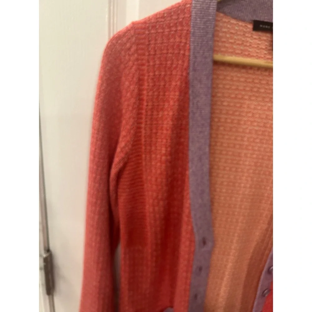 Marc by Marc Jacobs Colorblock Waffle Knit Cardigan Sweater Orange Purple Mens M - Picture 3 of 8
